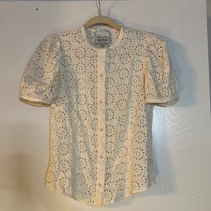 Anthropologie Mise en Scene by Ruffian Cream Blouse Size 6